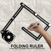 Aluminum Alloy Six Folding Multi Angle Measuring Ruler Floor Tile Hole Locator Template
