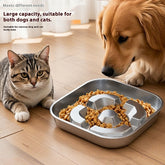 Pet Square Stainless Steel Slow Feeding Bowl