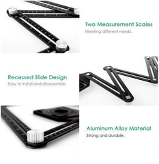 Aluminum Alloy Six Folding Multi Angle Measuring Ruler Floor Tile Hole Locator Template
