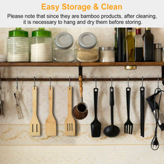 Set Of 6Pcs Cooking Utensil Bamboo Wooden Spoons Spatula Kitchen Cooking Tools Nonstick Wooden Cookware Kitchen Gadgets