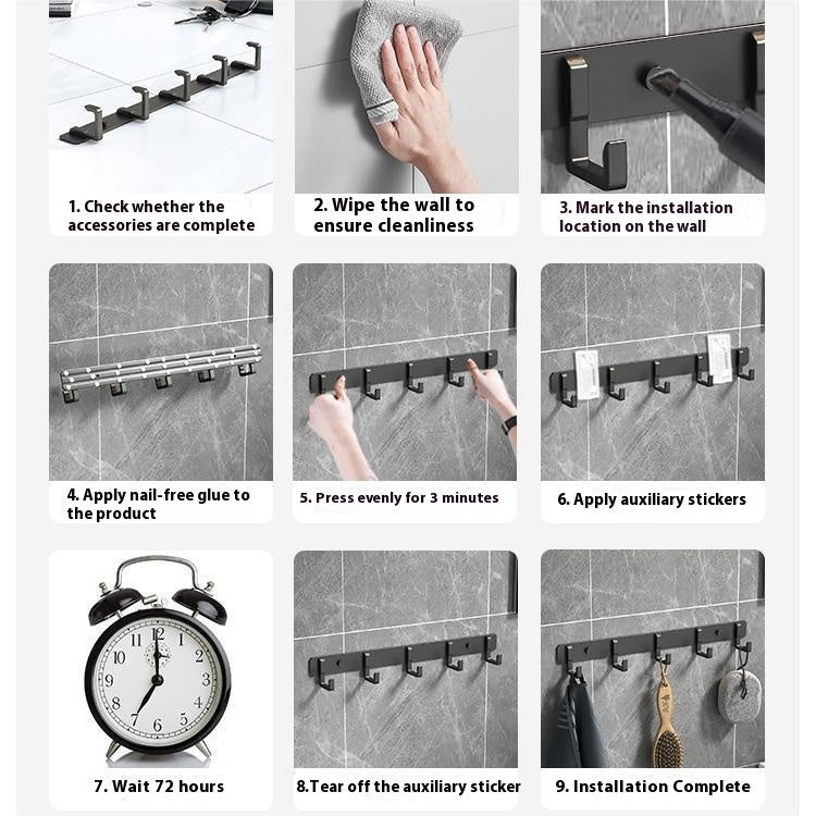 Hook Strong Adhesive Wall Mount Towel Kitchen Bathroom Hanger