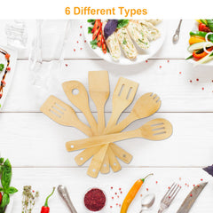 Set Of 6Pcs Cooking Utensil Bamboo Wooden Spoons Spatula Kitchen Cooking Tools Nonstick Wooden Cookware Kitchen Gadgets