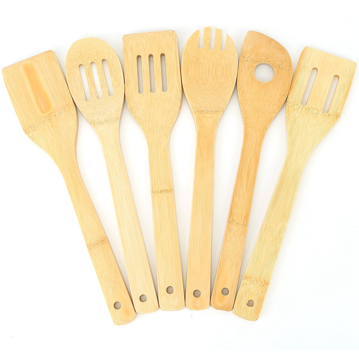 Set Of 6Pcs Cooking Utensil Bamboo Wooden Spoons Spatula Kitchen Cooking Tools Nonstick Wooden Cookware Kitchen Gadgets